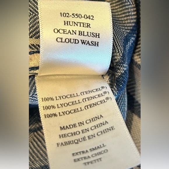 Rails Revolve Hunter Ocean Wash Cloud Plaid Flannel Button Down Shirt Womens XS - Picture 10 of 11